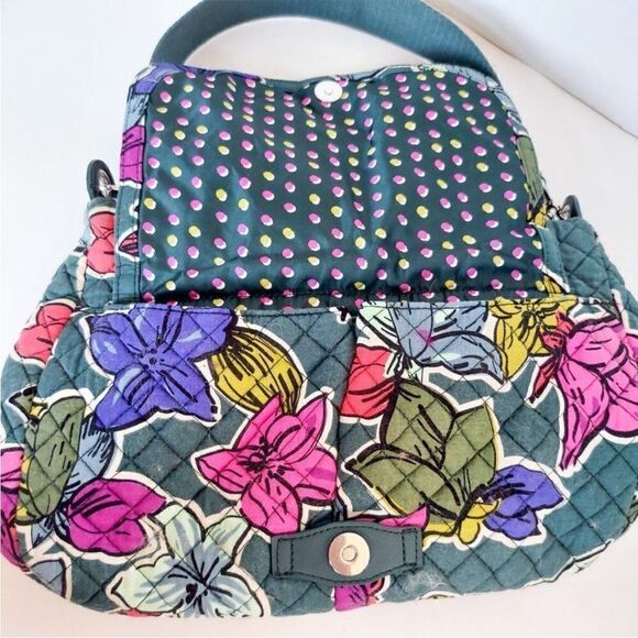 VERA BRADLEY Adorable Blue Green Floral Shoulder Bag - Picture 4 of 6